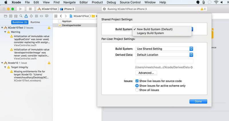 Image result for Xcode 10 new legacy build system