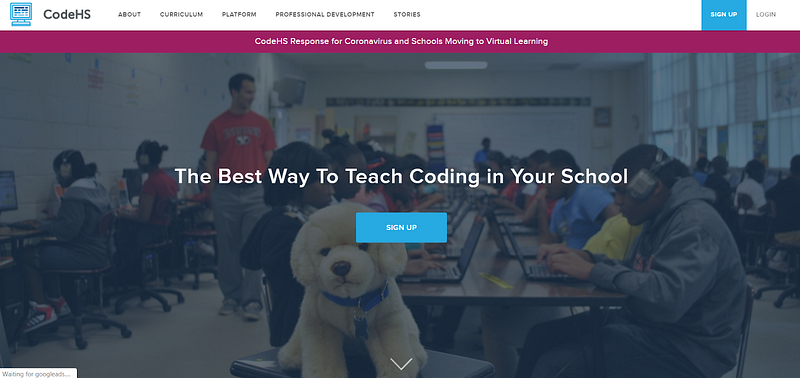 learn programming from scratch with CodeHS