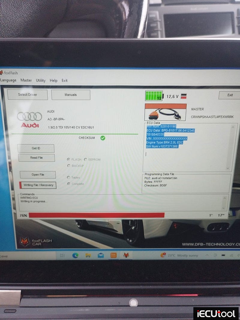 Foxflash Read and Write VAG EDC16U1 ECU via OBD