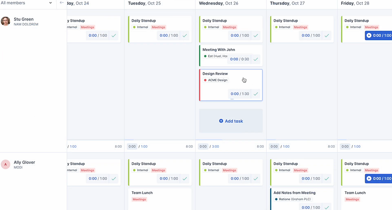 Employee schedule planning on HourStack