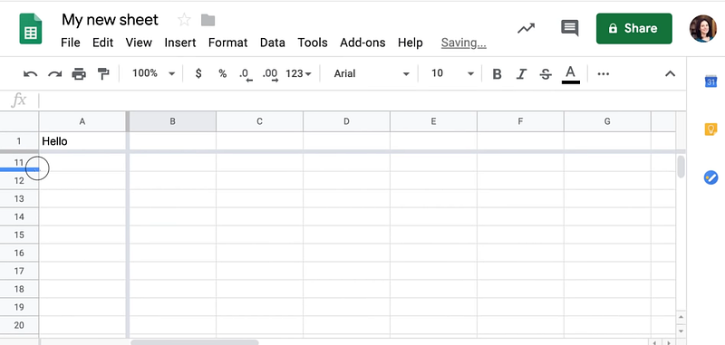 Google Sheets user interface | one of the google project management tools