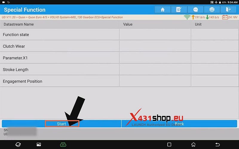 LAUNCH X431 PAD_UD CG5トラックのギアボックスクラッチ学習