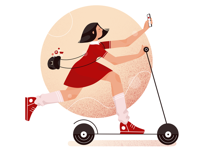 scooter girl illustration by Cuberto