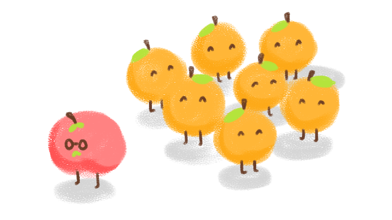 apple lost in a sea of oranges
