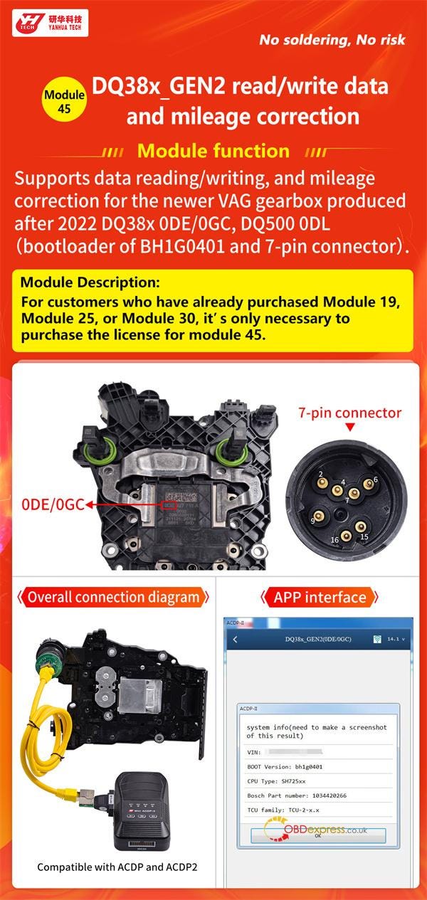 How to Use Yanhua Module 45 for VAG DQ38x_GEN2 Gearbox