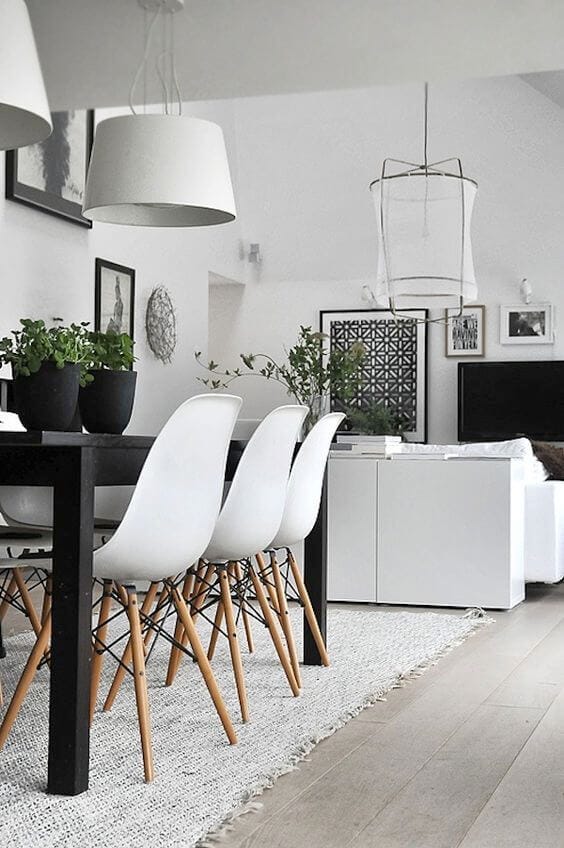 Monochrome Scandinavian dining room