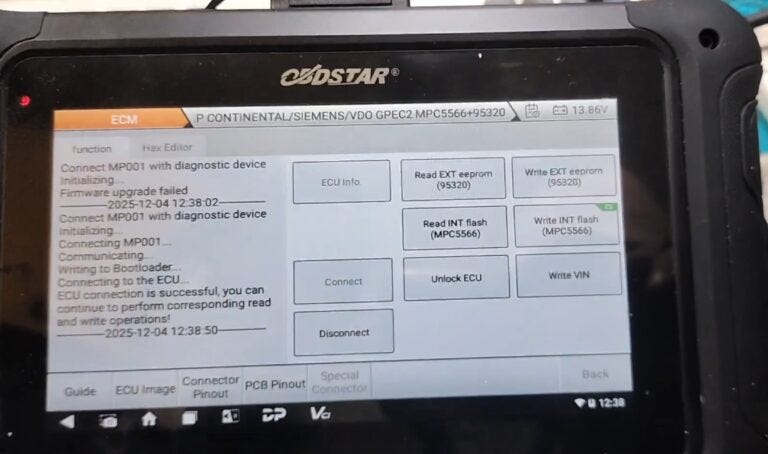 OBDSTAR DC706 Clone Jeep GPEC2 ECM in Boot Mode