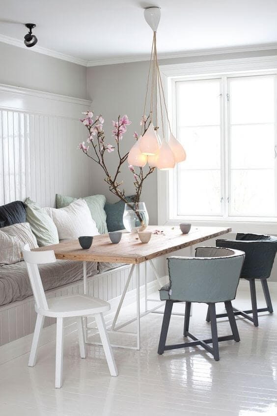 Earthy Scandinavian dining room