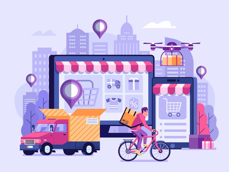 Online Delivery illustration by Aliaksei Kruhlenia in Iconscout's Design Inspiration