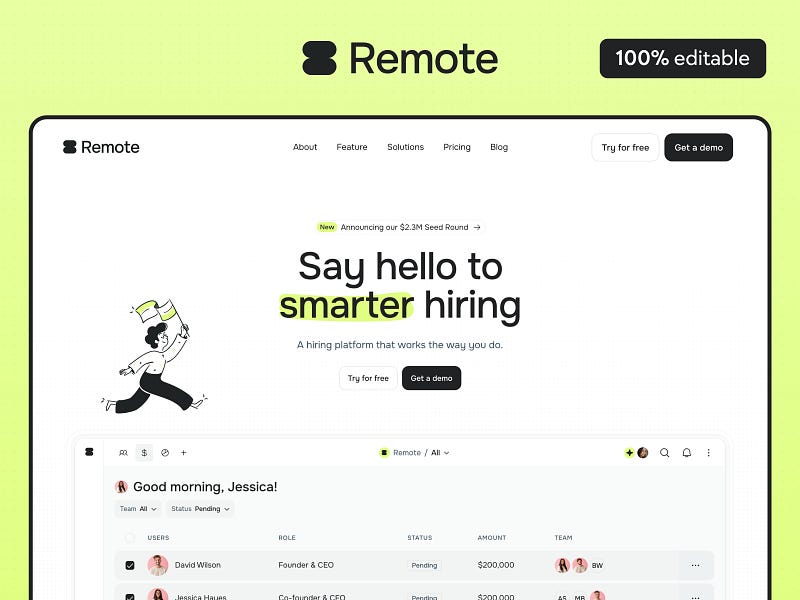 Remote — 100% editable SaaS template