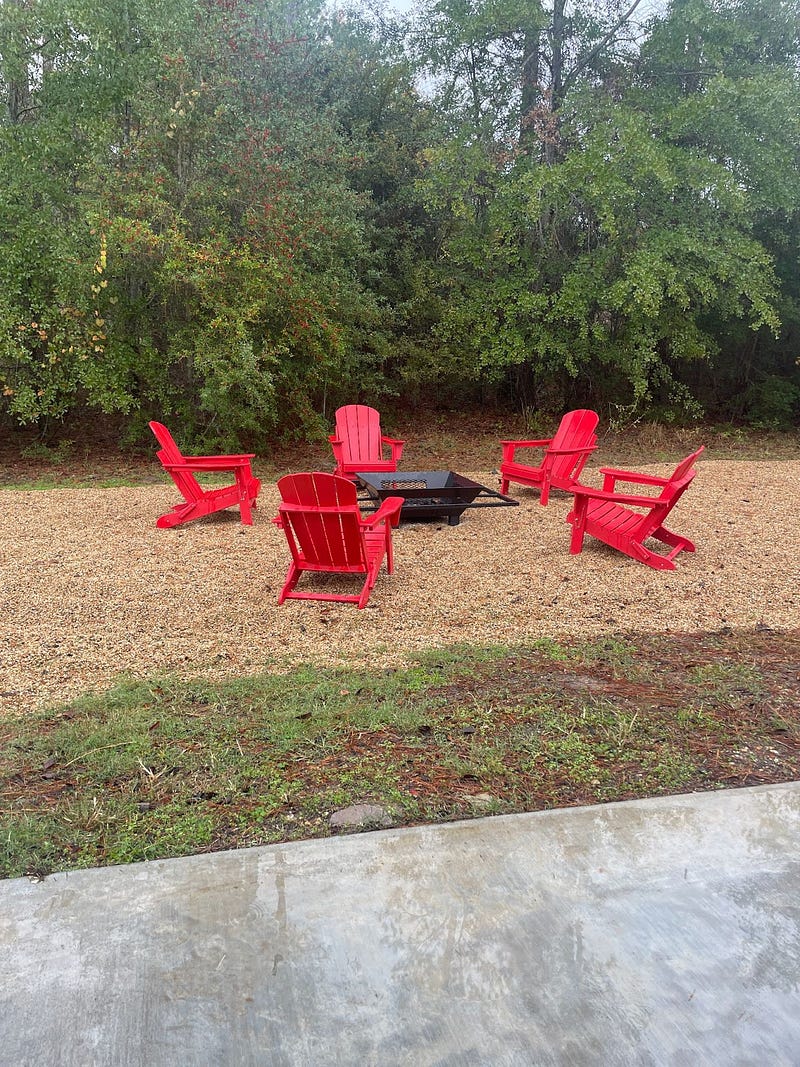 Outdoor space of Kirk and Shannon's Bedias Barndominium
