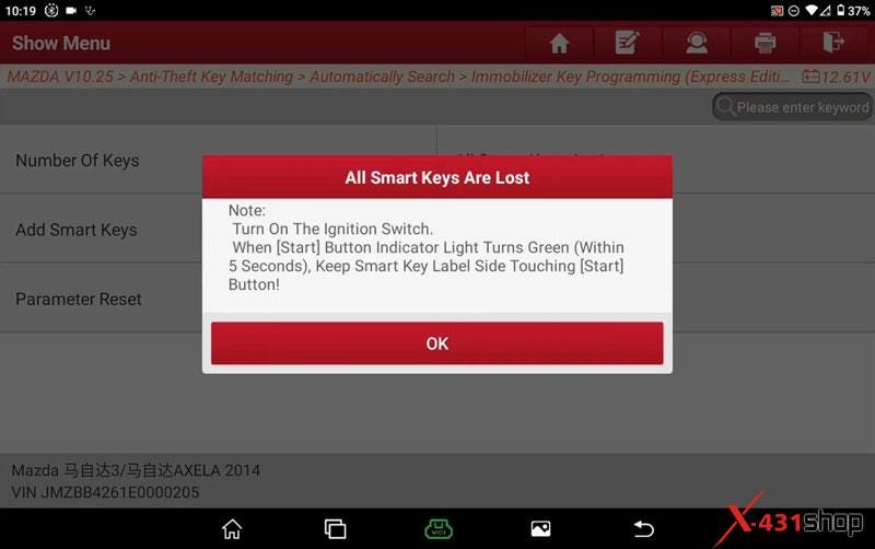 Launch X431 IMMO Plus Elite Program Mazda All Keys Lost