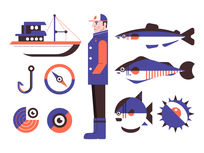 Fishing icons by Kemal Sanli