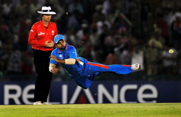 Raina - one of the best fielders. Image Courtesy: sportskeeda