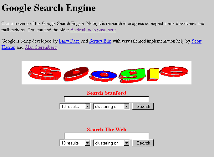 First Version of Google Website