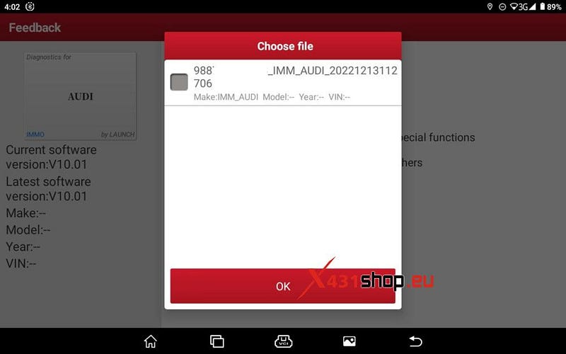 بازخورد تشخیصی را در دستگاه LAUNCH-X431 IMMO ارسال کنید