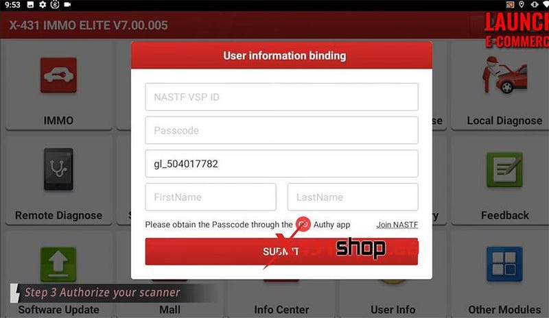 How to Use NASTF VSP account on LAUNCH-X431 tool