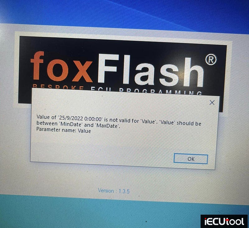 Foxflash software installation failed: Value is Not Valid