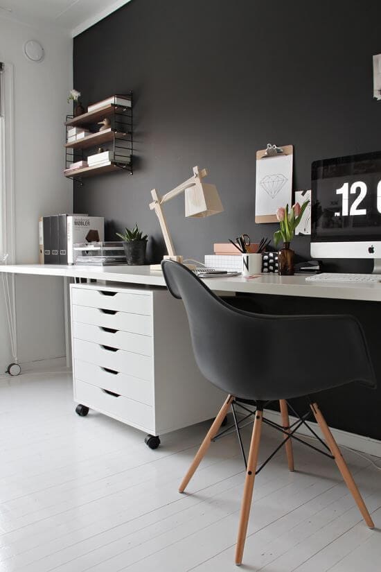 Black Scandinavian home office