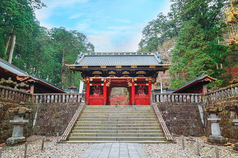 The first gate at Nikko’s Taiyuin-byo, the mausoleum of Tokugawa Iemitsu