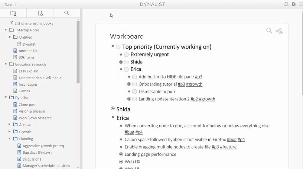 Navigate to any document in Dynalist