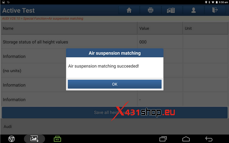 LAUNCH X431 Special Functions_Air Suspension Matching