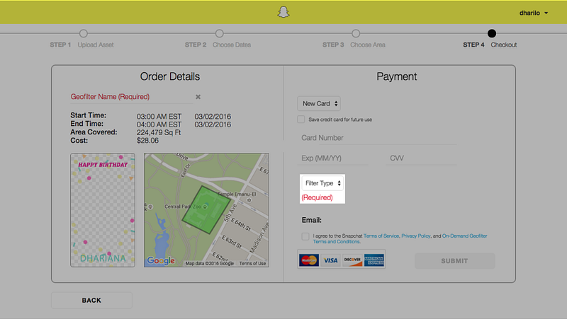 DhariLo Snapchat on Demand Geofilter How to - Step 5 - Payment