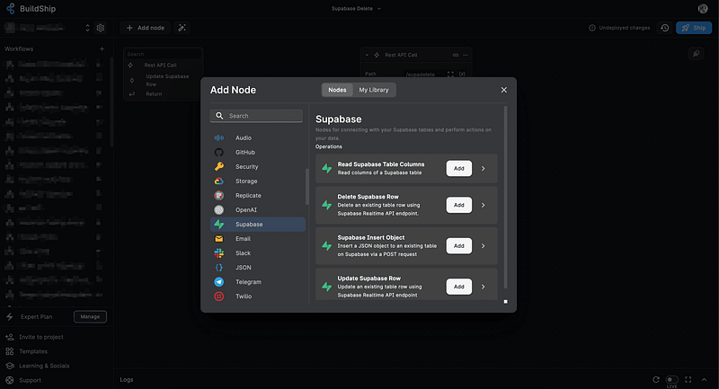 Integrate Supabase DB with BuildShip