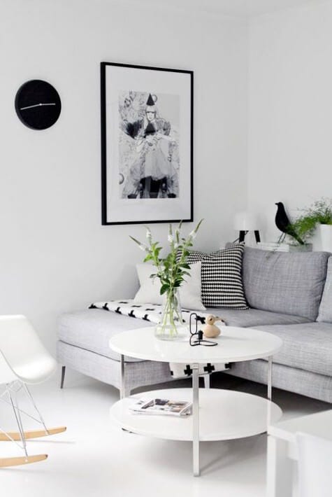 Clean and minimal Scandinavian living room