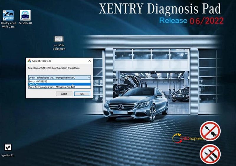 OBD ENET アダプター Xentry ソフトウェアで Benz C206 DOIP を診断
