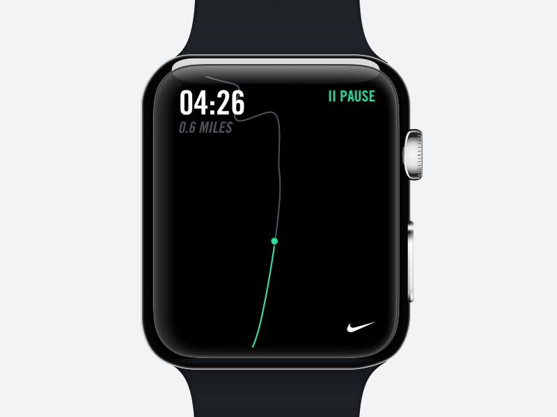 GIF Animation showing the haptic feedback for turns or obstacles while navigating using maps on a smartwatch.
