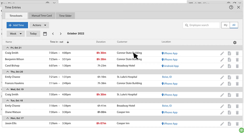 Timesheet management with QuickBooks Time