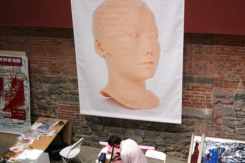 A performance piece from artists Mandy El-Sayegh and Yutaka Sone, hosted by David Zwirner.