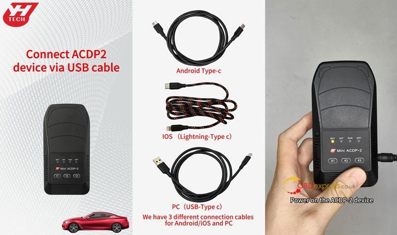 Connect Yanhua Mini ACDP 2 via USB Cable