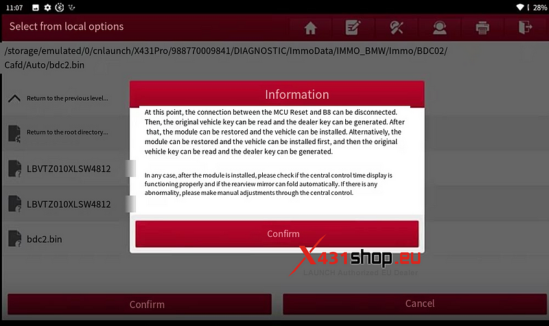 LAUNCH X431 IMMO Tool Add BMW BDC2 key