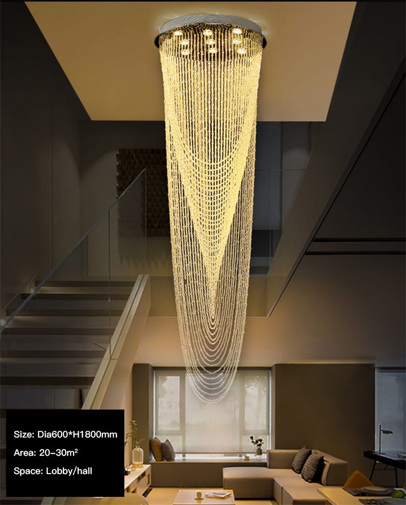 Crystal Tassel Chandelier for Staircase & Foyer — Seus Lighting