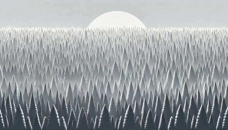 A huge dense forest makes it difficult to focus on any one tree.