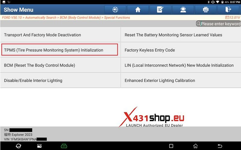 LAUNCH X431 PAD V       Ford Explorer