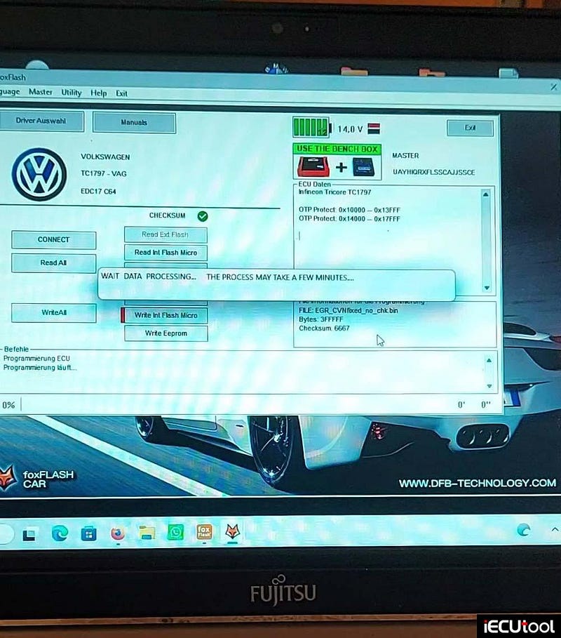 Foxflash Read and Write VW Golf 7 EDC17C64 on Bench