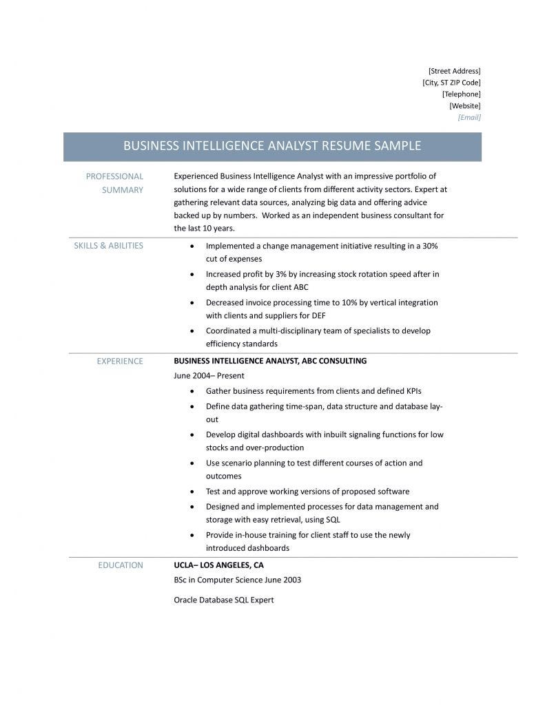 business intelligence job