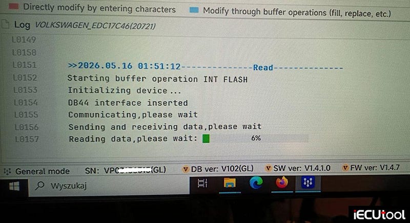 Xhorse Multi Prog Read and Write VW Passat EDC17C46 ECU on Bench