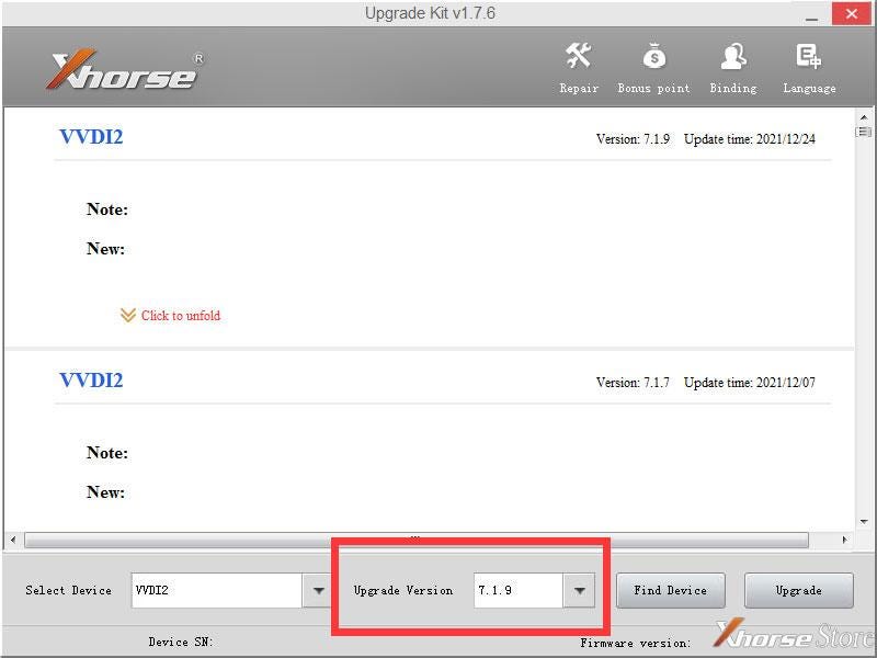 Xhorse VVDI2 V7.1.9 Software Update