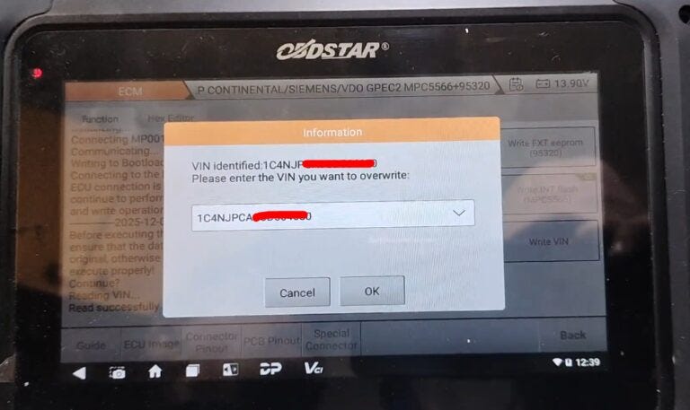 OBDSTAR DC706 Clone Jeep GPEC2 ECM in Boot Mode