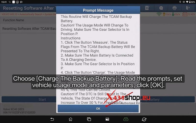 LAUNCH X431 PAD Reset VOLVO XC40 After TCAM Backup Battery Change