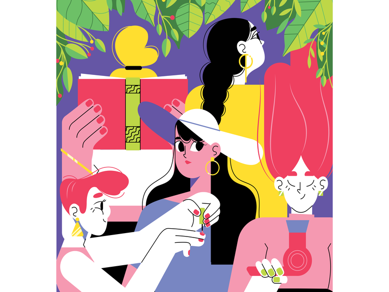 Daily women routine illustration by Karina in iconscout design inspiration blog