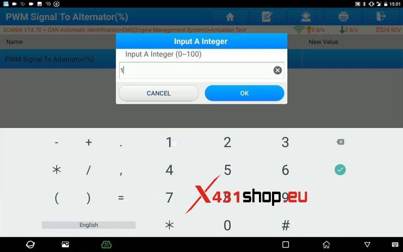 LAUNCH X431 PAD5 Elite Scania PWM Signal to Altemator Test
