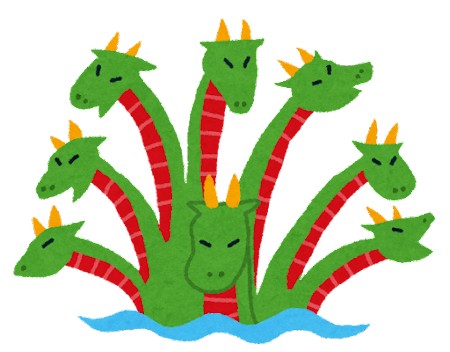 Green and red 8-headed dragon.