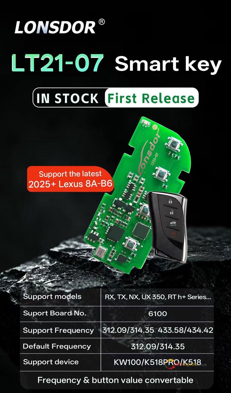 New Lonsdor LT21–07 Smart Key for 2025+ Lexus 8A-B6