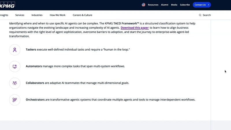 KPMG TACO framework for AI agents