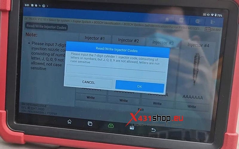LAUNCH X431 Truck Tool_Writes Injector Codes on DF Truck